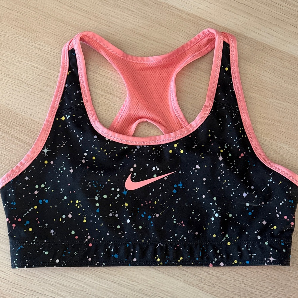 Nike Black and Pink Speckled Sports Bra size L GIRLS